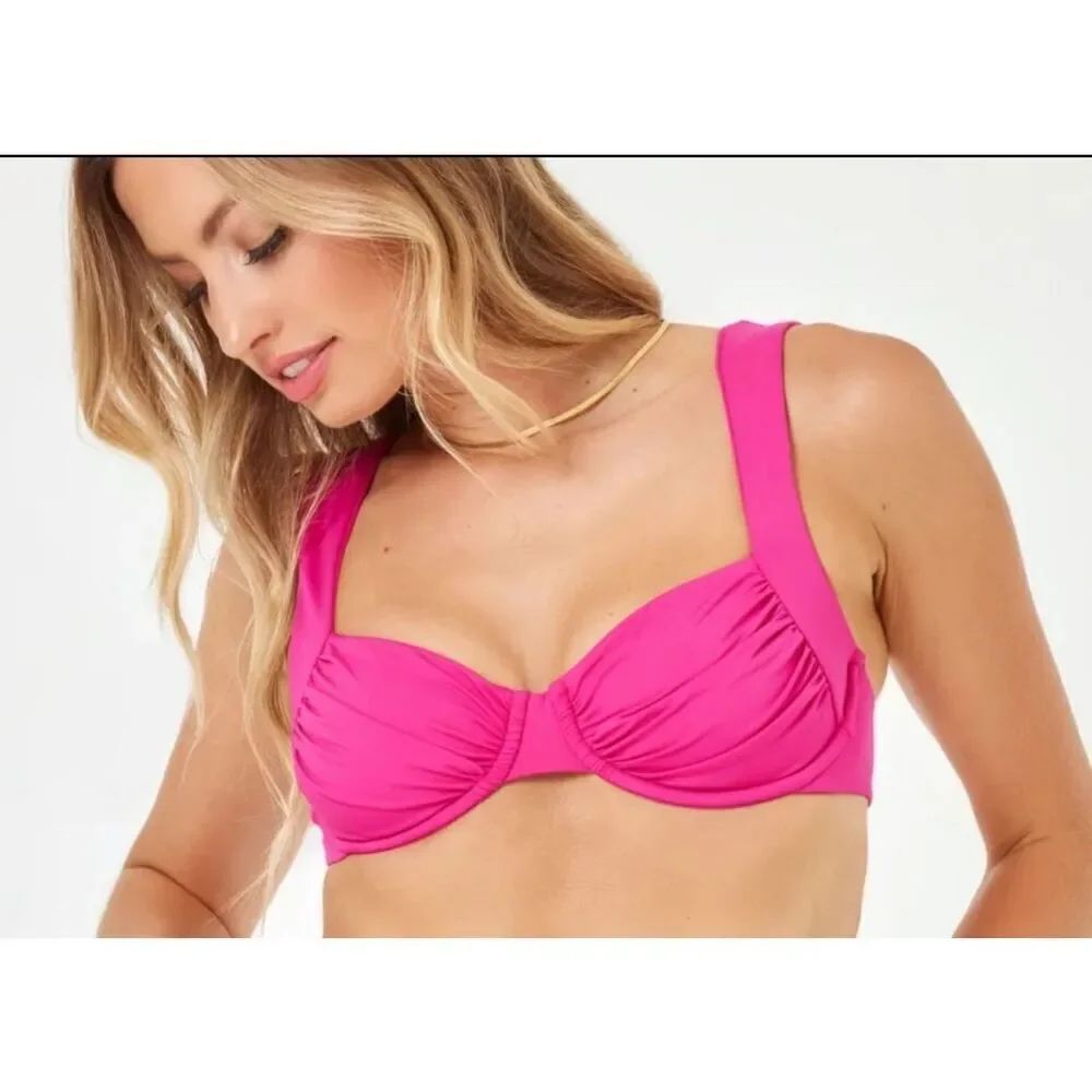 L Space NEW size S Stella bikini swim top Bougainvillea pink
